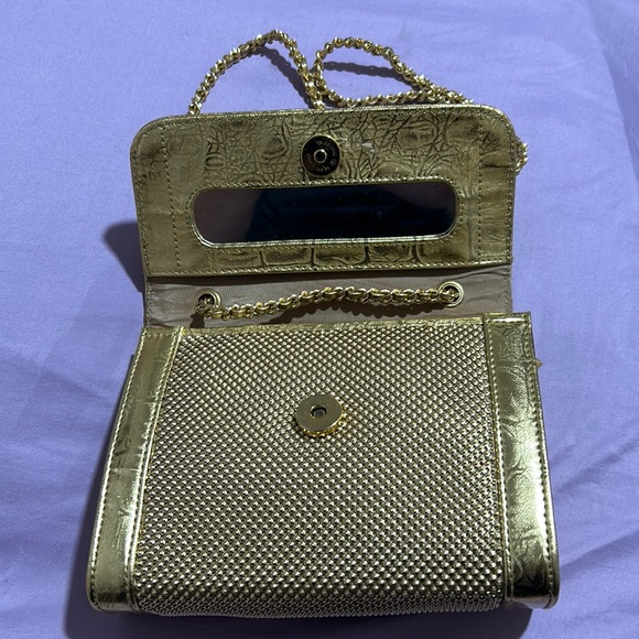 Vintage Whiting and Davis gold metal mesh bag clutch purse prom wedding formal - Picture 2 of 6